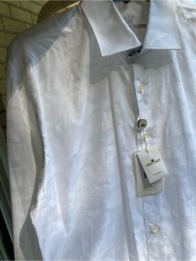 Bertigo 100% Cotton White Camo Print Long Sleeve Button Up Shirt